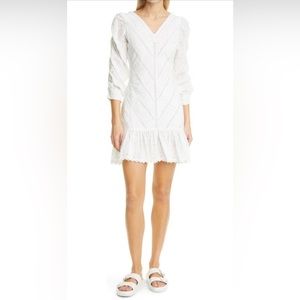 ☀️byTiMo Broderie Anglaise & Chevron Pleat Minidress White Size M New Soldout
